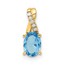 14K Yellow Gold Oval Blue Topaz and Diamond Pendant - 14.3 mm
