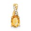 14K Yellow Gold Oval Citrine and Diamond Pendant - 14.3 mm
