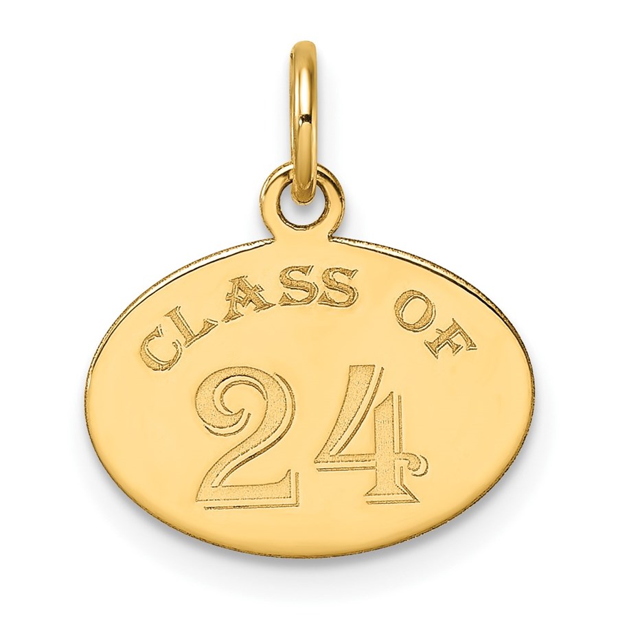 14K Yellow Gold Oval CLASS OF 2024 Charm - 17.75 mm