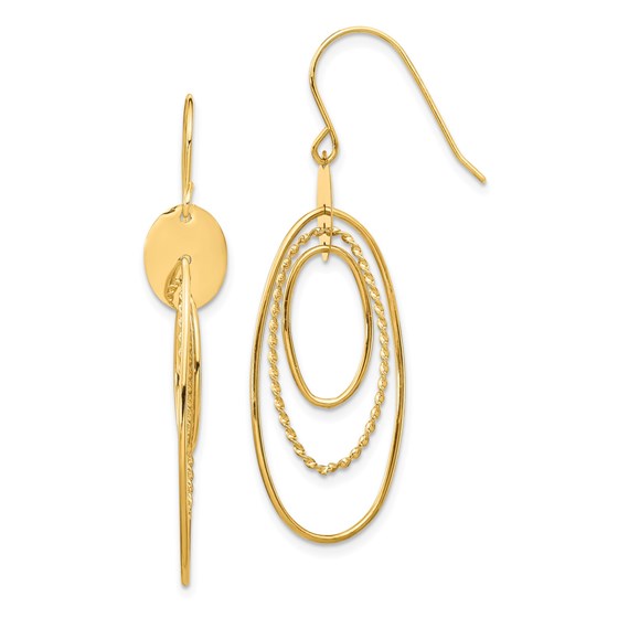 14k Yellow Gold Oval Dangle Earrings 14k Yellow Gold Oval Dangle Earrings