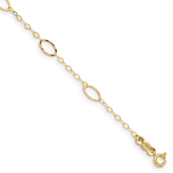 14K Yellow Gold Oval Design Diamondcut Bracelet 8 in.