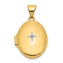14k Yellow Gold Oval Diamond Locket - 25 mm