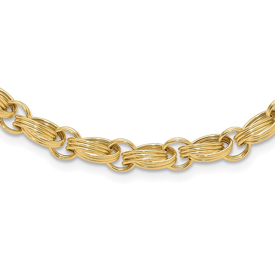 14K Yellow Gold Oval Fancy Link Necklace - 18 in.