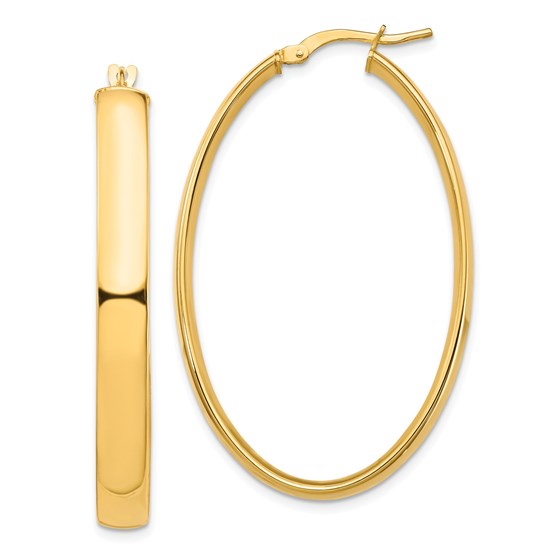 yellow gold oval hoop earrings