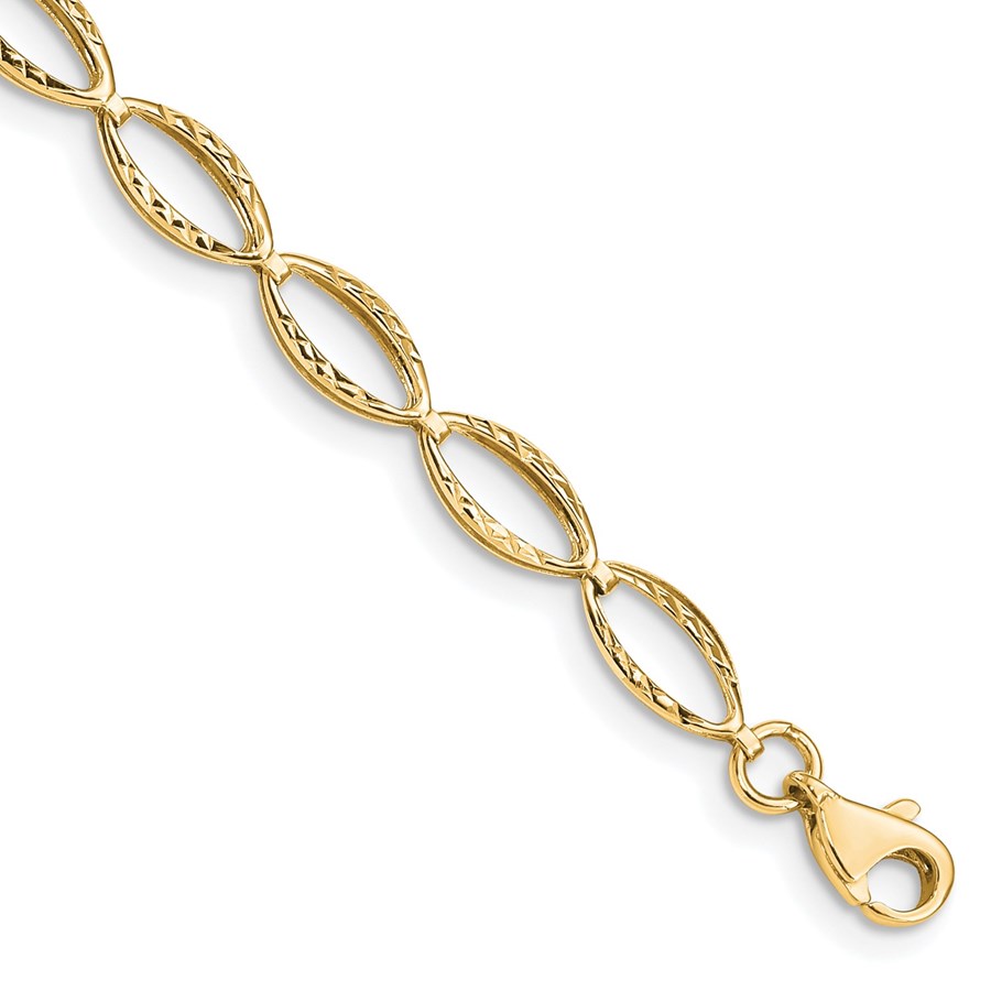 14K Yellow Gold Oval Link Bracelet - 7.25 in.