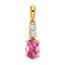 14K Yellow Gold Oval Pink Tourmaline and Diamond Pendant - 19 mm