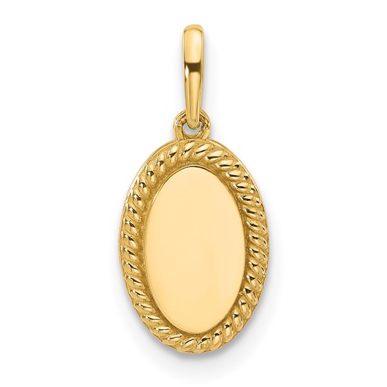 14K Yellow Gold Oval with Rope Border Charm - 17.6 mm 14K Yellow Gold Oval with Rope Border Charm - 17.6 mm