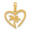 14K Yellow Gold Palm Tree In Heart Pendant - 17.9 mm
