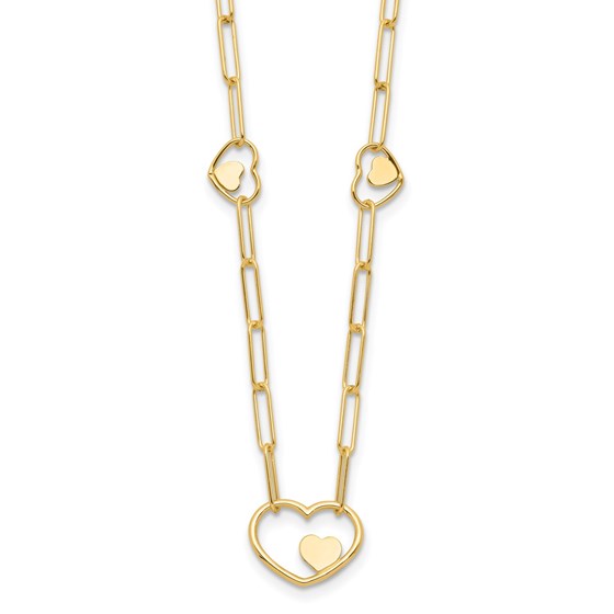 14K Yellow Gold Paperclip Link Heart Necklace - 16 in. 14K Yellow Gold Paperclip Link Heart Necklace - 16 in.
