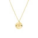 14K Yellow Gold Paw Print In Radiant Disk Necklace - 18 in.