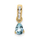 14K Yellow Gold Pear Aquamarine and Diamond Pendant - 16.3 mm