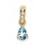 14K Yellow Gold Pear Aquamarine and Diamond Pendant - 16.3 mm