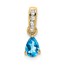 14K Yellow Gold Pear Blue Topaz and Diamond Pendant - 16.3 mm