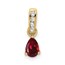 14K Yellow Gold Pear Created Ruby and Diamond Pendant - 16.3 mm