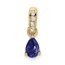 14K Yellow Gold Pear Created Sapphire and Pendant - 16.3 mm