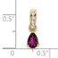 14K Yellow Gold Pear Rhodolite Garnet Diamond Pendant - 16.3 mm