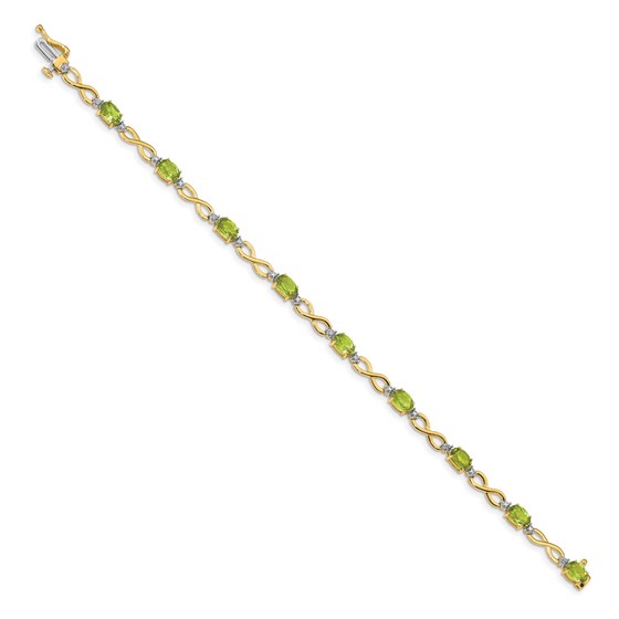14k Yellow Gold Peridot & Diamond Bracelet - 7 in.