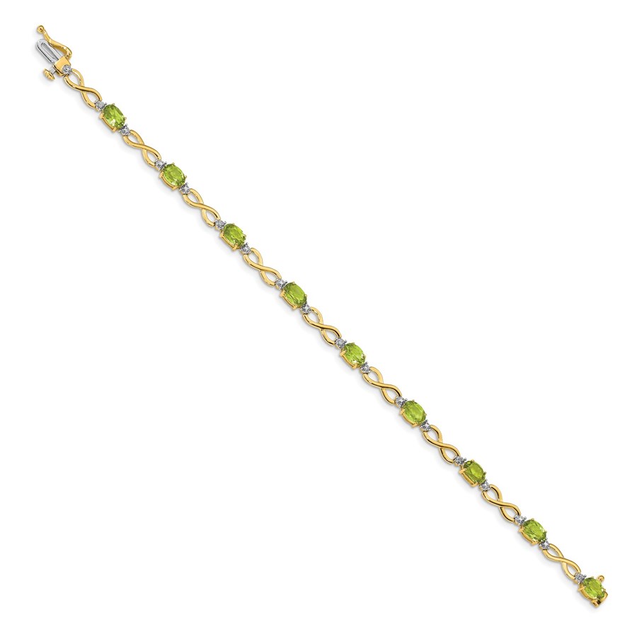 14k Yellow Gold Peridot & Diamond Bracelet - 7 in.