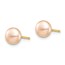14k Yellow Gold Pink Button Pearl Stud Post Earrings - 6-7 mm