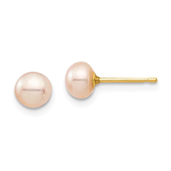 14k Yellow Gold Pink Button Pearl Stud Post Earrings 14k Yellow Gold Pink Button Pearl Stud Post Earrings