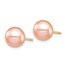 14k Yellow Gold Pink Round Pearl Stud Post Earrings - 7-8 mm