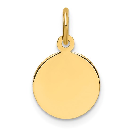 14K Yellow Gold Plain Gauge Engravable Disc Charm - 16.2 mm 14K Yellow Gold Plain Gauge Engravable Disc Charm - 16.2 mm