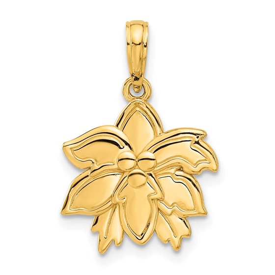 14K Yellow Gold Poinsettia Floral Pendant - 22 mm 14K Yellow Gold Poinsettia Floral Pendant - 22 mm