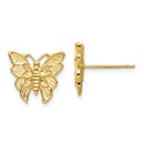 14k Yellow Gold Polished Butterfly Post Earrings