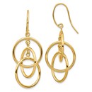 14k Yellow Gold Polished Circles Dangle Earrings