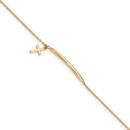 14k Yellow Gold Polished Cross w/ .5in ext. Bracelet