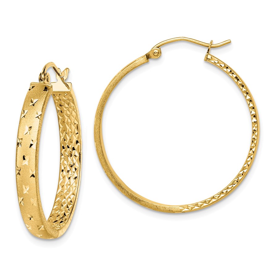 Buy 14k Yellow Gold Polished & Diamondcut Hoop Earrings 38 mm APMEX