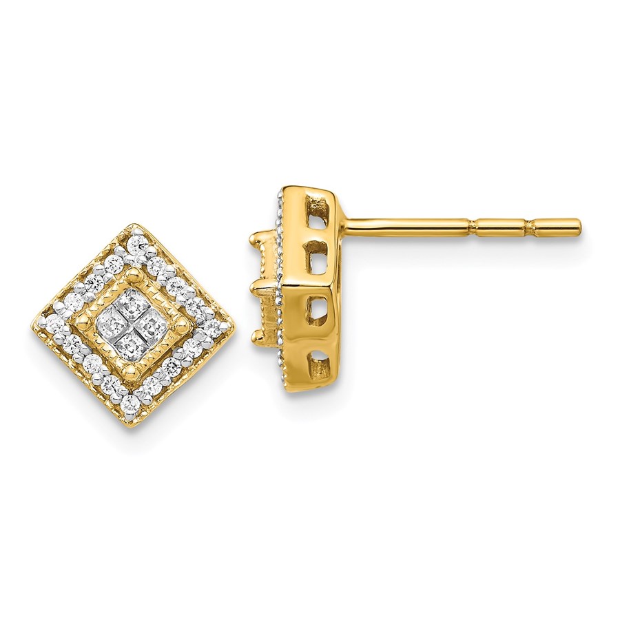 Diamond earrings with gold posts Outlet