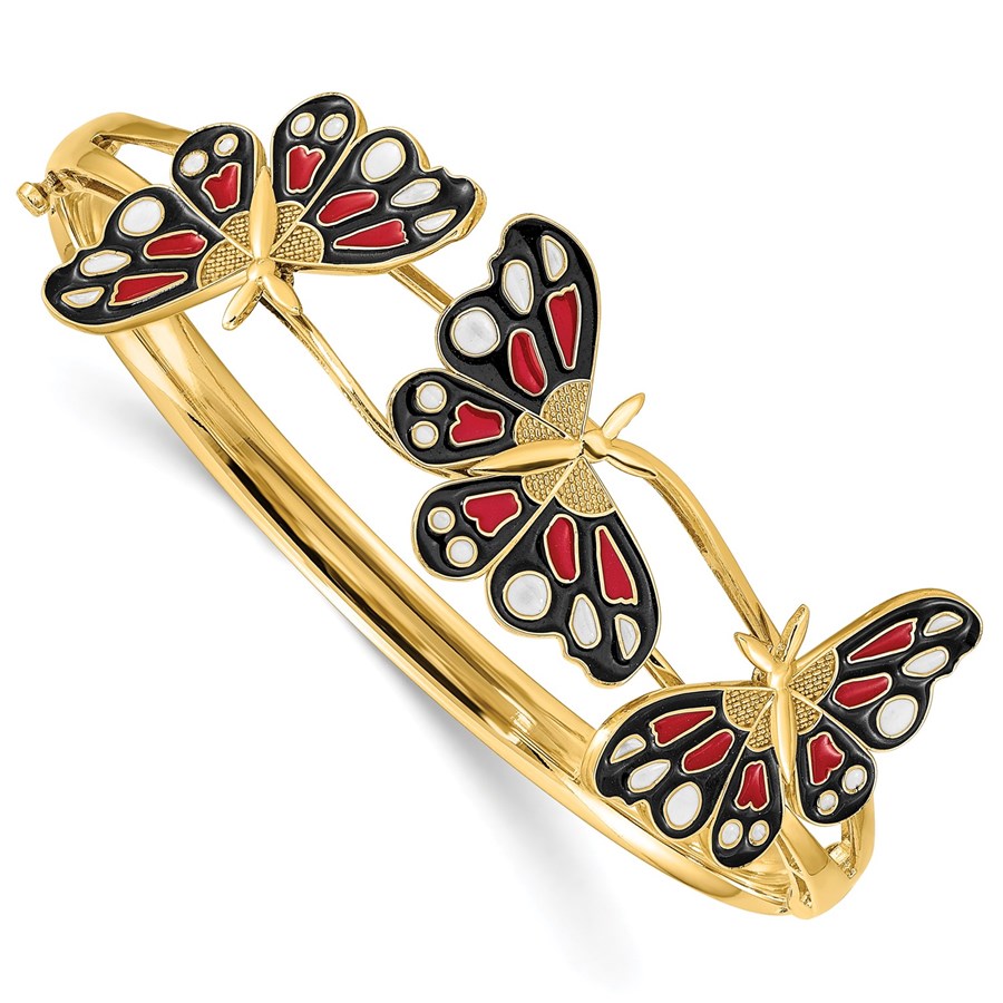 Buy 14k Yellow Gold Polished Enameled Butterfly Hinged Bracelet APMEX