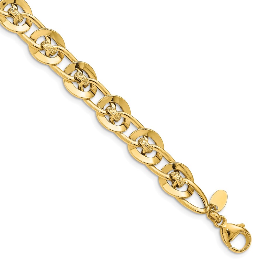 Buy 14k Yellow Gold Polished Fancy Disc Link Bracelet 8 in. APMEX