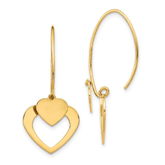 14k Yellow Gold Polished Heart Dangle Earrings 14k Yellow Gold Polished Heart Dangle Earrings