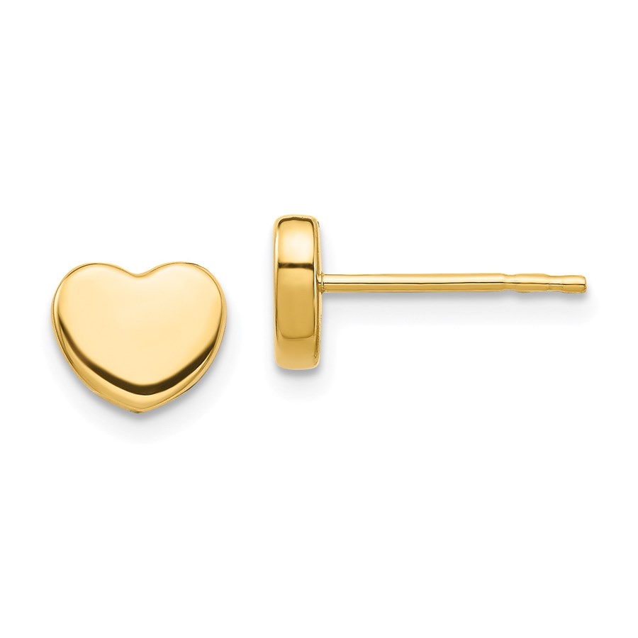 14k Yellow Gold Polished Heart Post Earrings