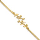 14k Yellow Gold Polished Leaf Bracelet - 7 in.