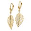 14k Yellow Gold Polished Leaf Leverback Earrings - 42 mm
