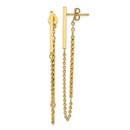 14k Yellow Gold Polished & Twisted Stick w/Chain Post Earrings