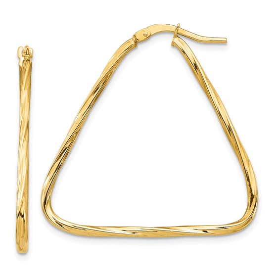 14k Yellow Gold Polished Twisted Triangle Hoop Earrings 14k Yellow Gold Polished Twisted Triangle Hoop Earrings