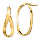 14k Yellow Gold Polished Wavy Hoop Earrings - 3 mm