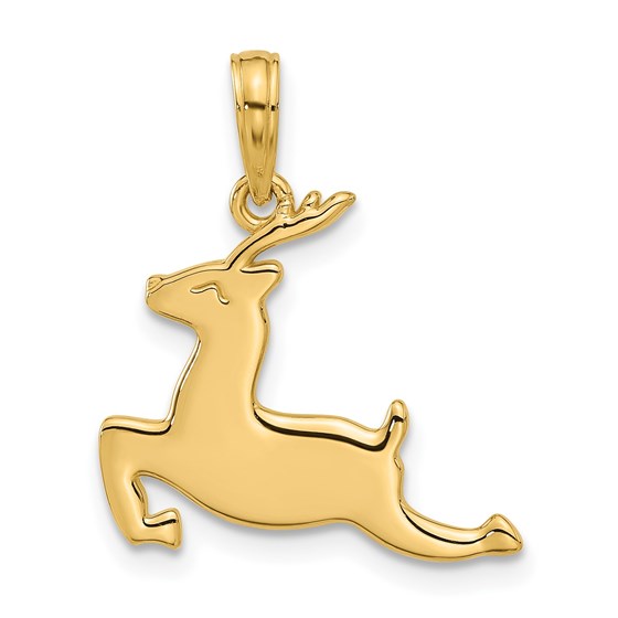 14K Yellow Gold Prancing Reindeer Charm - 22 mm