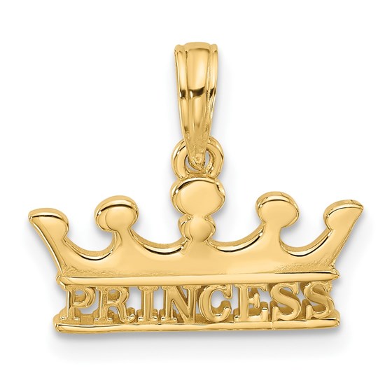 14K Yellow Gold PRINCESS Crown Charm - 15 mm 14K Yellow Gold PRINCESS Crown Charm - 15 mm