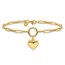 14K Yellow Gold Puff Heart Paper Clip Link Bracelet - 7.25 in.