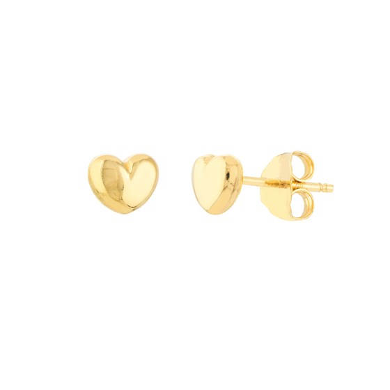 14K Yellow Gold Puff Stud Earrings