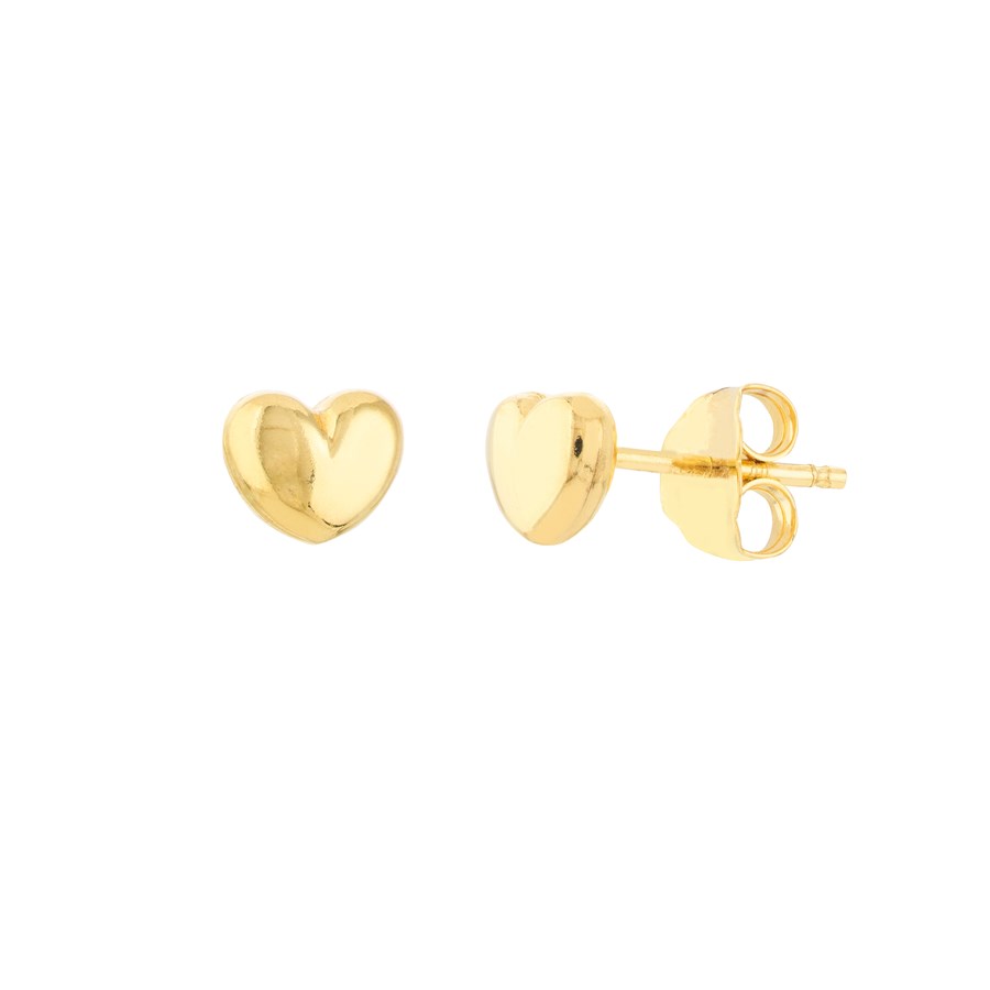 14K Yellow Gold Puff Stud Earrings