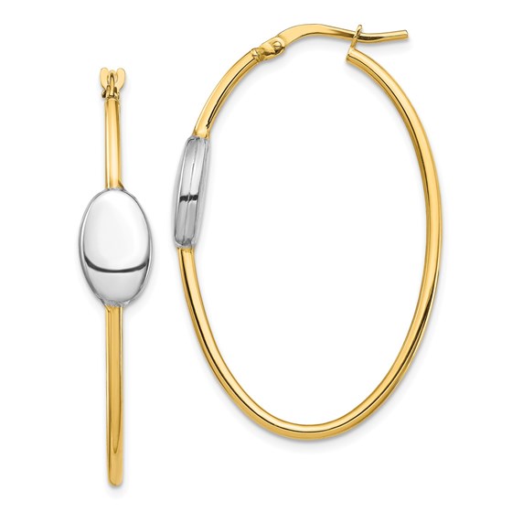 14k Yellow Gold & Rhodium Polished Fancy Hoop Earrings 14k Yellow Gold & Rhodium Polished Fancy Hoop Earrings