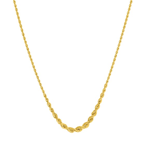 14K Yellow Gold Rope Chain Necklace 2.6mm - 5.85 - 16-18 in. 14K Yellow Gold Rope Chain Necklace 2.6mm - 5.85 - 16-18 in.