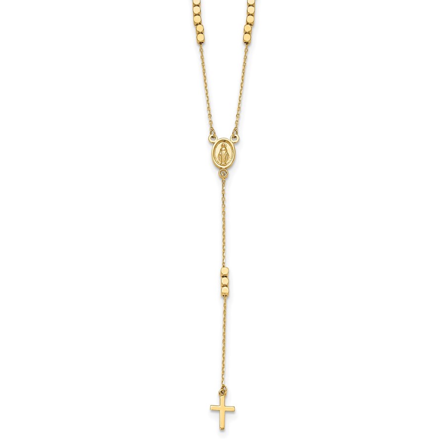 14K Yellow Gold Rosary Design Medal Y-Drop Necklace - 17.75 in.