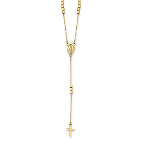 14K Yellow Gold Rosary Design Medal Y-Drop Necklace - 17.75 in.